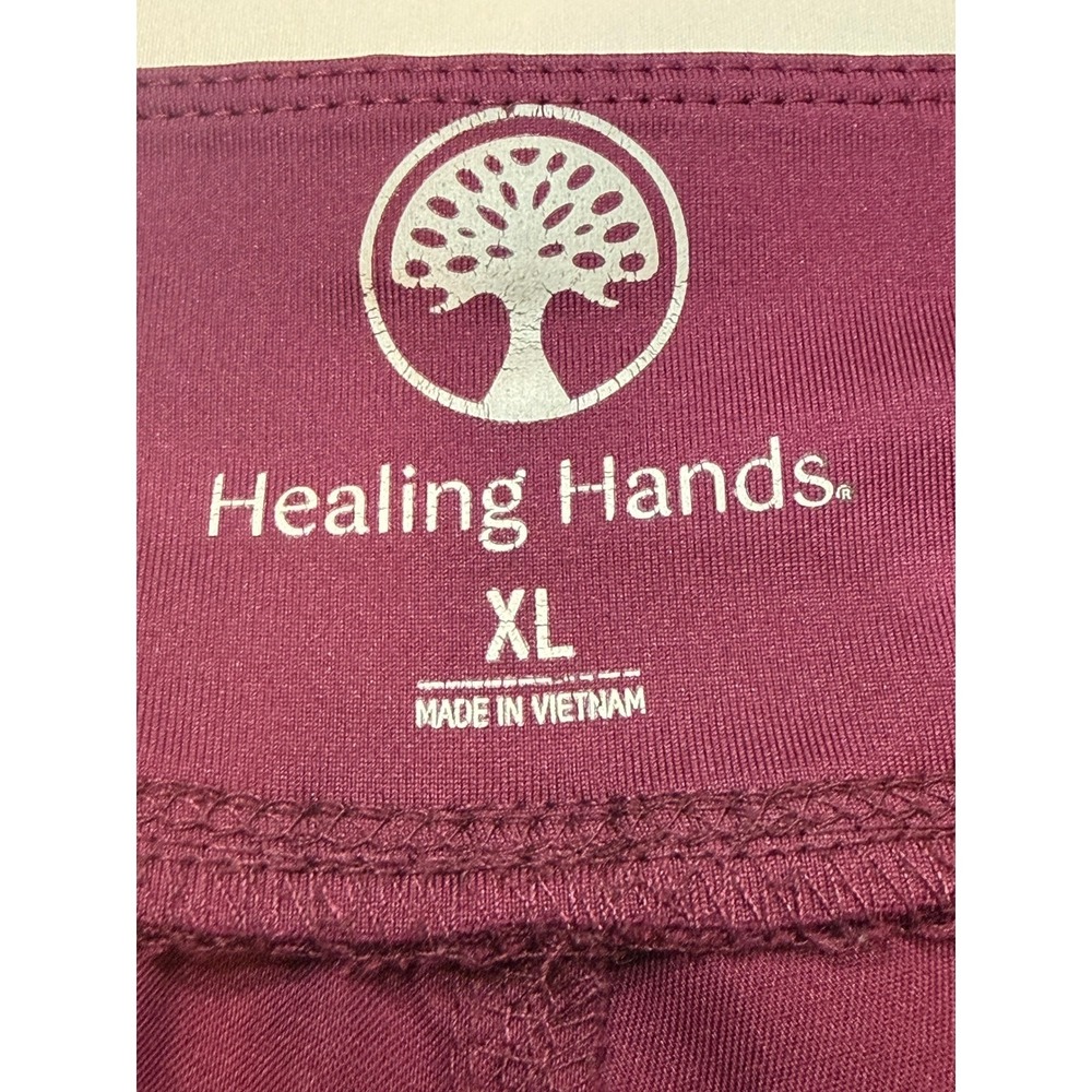 Healing Hands Womens XL Scrub Top V-Neck Wine Short Sleeve Medical Uniform